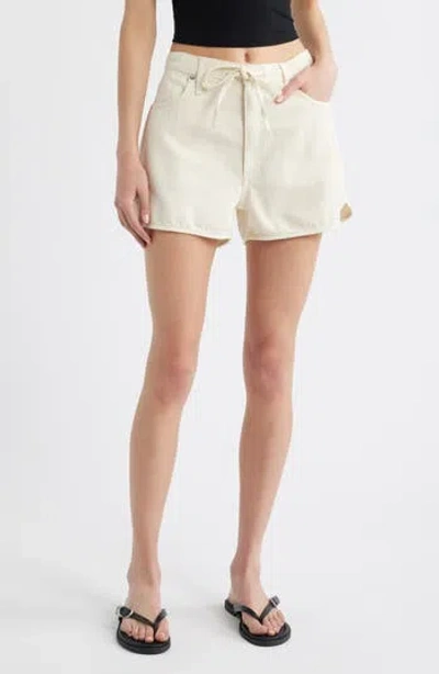 Rag & Bone Off-white Featherweight Nolan Drawstring Denim Shorts In Sand