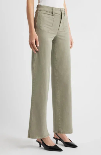 Frame Le Slim Palazzo In Thyme With Modernist Pockets In Green