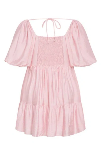 City Chic Mindy Puff Sleeve Dress In Purple