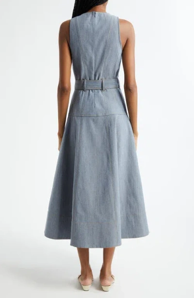 Cinq À Sept Margaret Belted Denim Dress In Gray