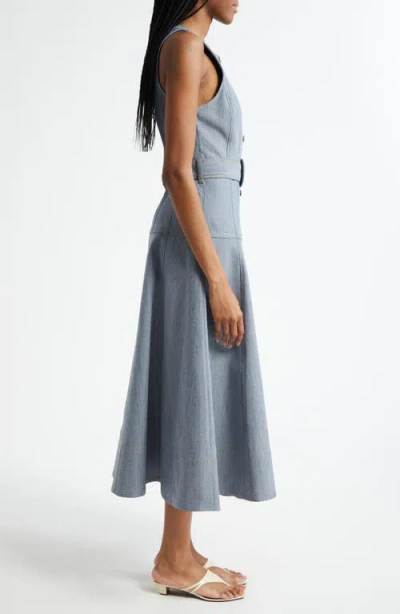 Cinq À Sept Margaret Belted Denim Dress In Gray