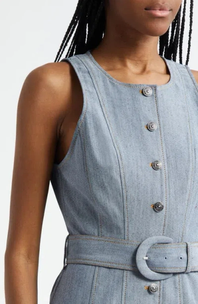 Cinq À Sept Margaret Belted Denim Dress In Gray
