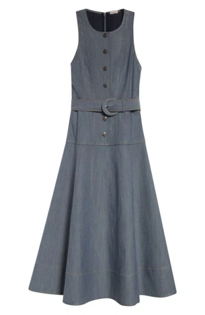 Cinq À Sept Margaret Belted Denim Dress In Gray
