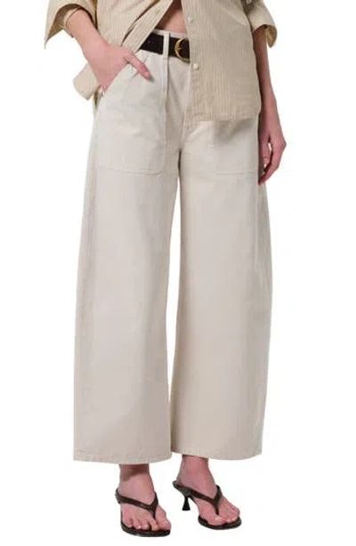 Citizen Of Humanity Citizens Of Humanity Ayla High Waist Crop Wide Leg Twill Utility Pants In Gray