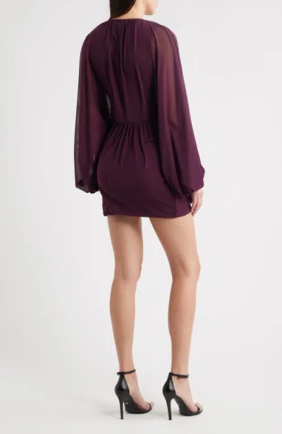 Black Halo Scarlatta Ruched Long Sleeve Cocktail Minidress In Multi