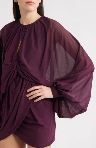 Black Halo Scarlatta Ruched Long Sleeve Cocktail Minidress In Multi