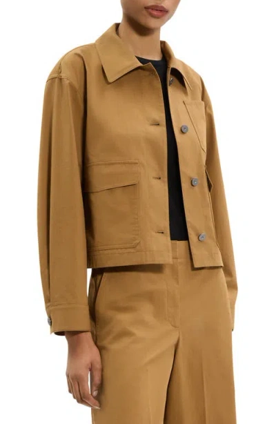 Theory Cotton Crop Work Jacket In Brown
