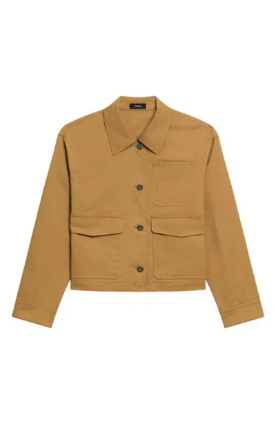 Theory Cotton Crop Work Jacket In Brown