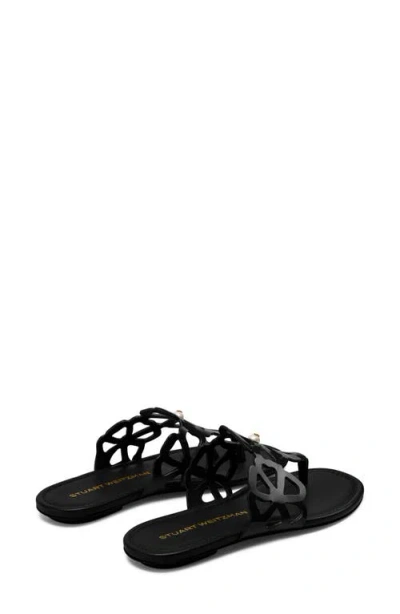 Stuart Weitzman Jasmine Patent Cutout Thong Sandals In Black
