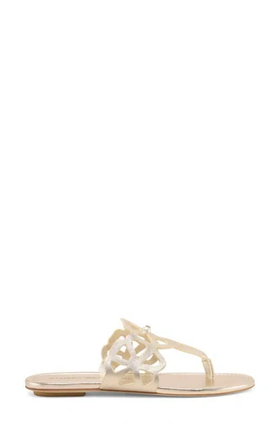 Stuart Weitzman Jasmine Metallic Cutout Thong Sandals In Gold