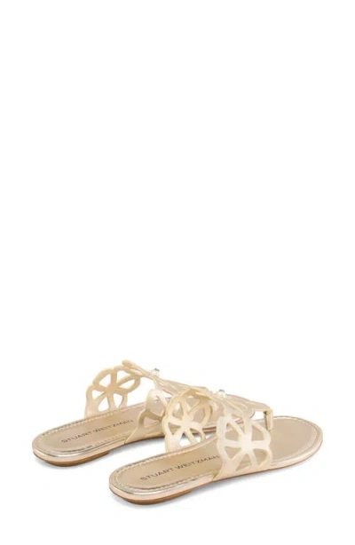 Stuart Weitzman Jasmine Metallic Cutout Thong Sandals In Gold