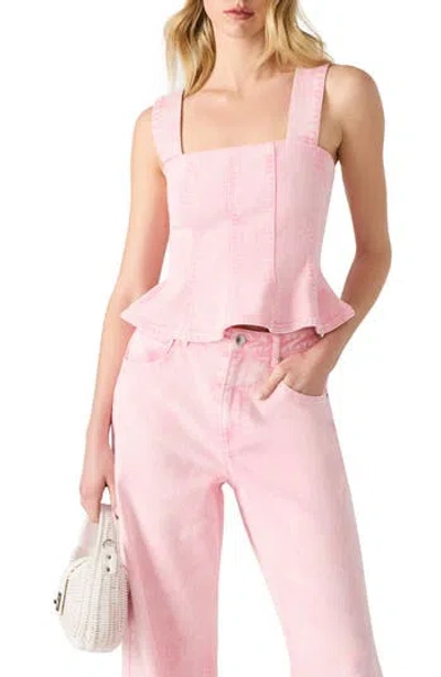 Steve Madden Peplum Denim Tank In Pink