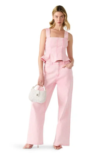 Steve Madden Peplum Denim Tank In Pink