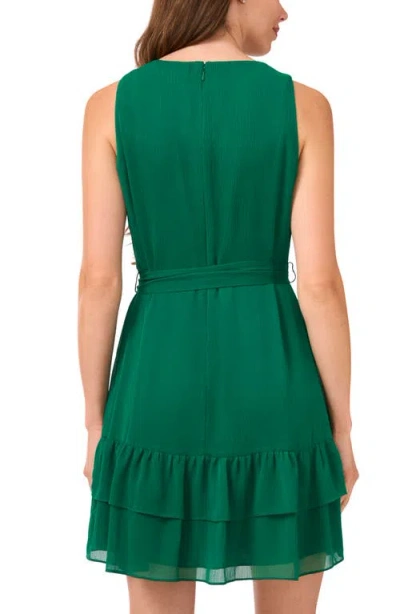 Halogen ® Sleeveless Tie Belt Tiered Chiffon Minidress In Green