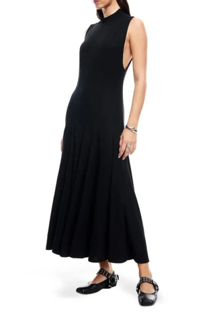 Lioness Indi Sleeveless Mock Neck Maxi Dress In Black