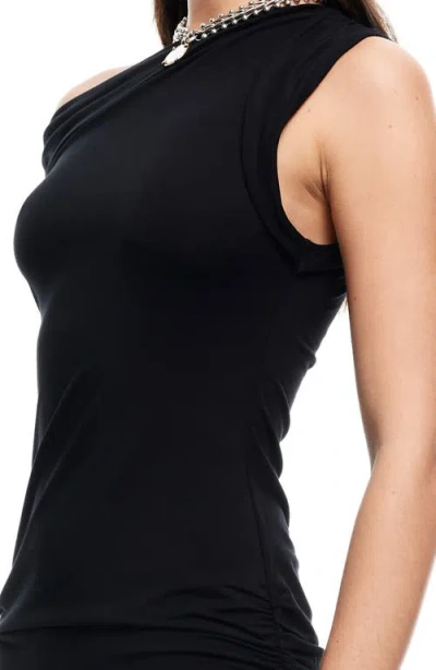 Lioness Rebels One-shoulder Jersey Minidress In Black