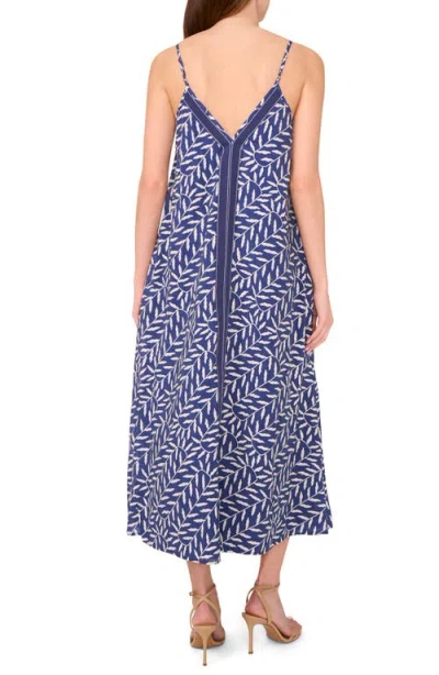 Halogen ® Leaf Print Contrast Detail Shift Dress In Blue
