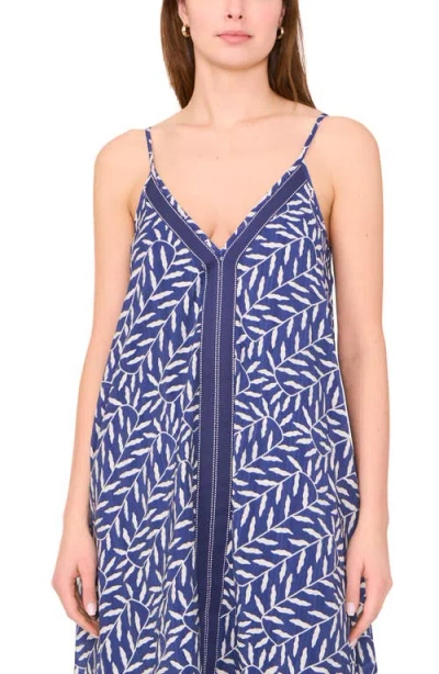 Halogen ® Leaf Print Contrast Detail Shift Dress In Blue