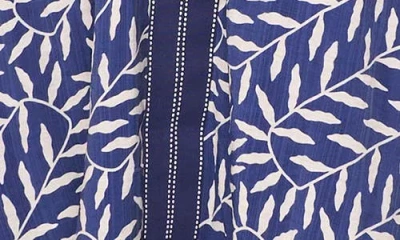 Halogen ® Leaf Print Contrast Detail Shift Dress In Blue