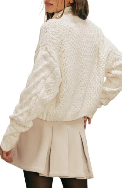 Free People Bonfire Cable Knit Cardigan In White