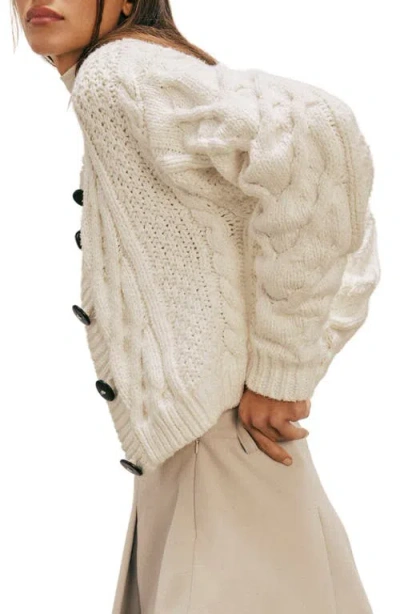 Free People Bonfire Cable Knit Cardigan In White