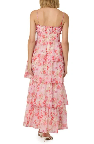 Astr The Label Vonnessa Floral Print Tiered Maxi Dress In Pink