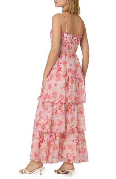 Astr The Label Vonnessa Floral Print Tiered Maxi Dress In Pink