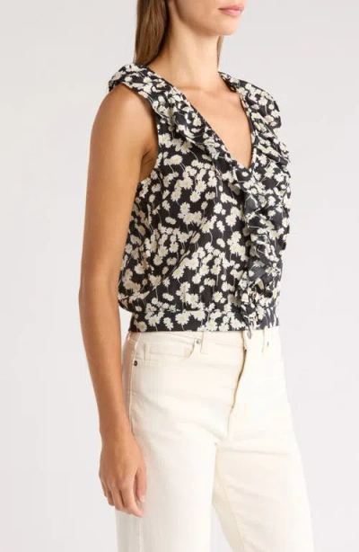 Nation Ltd Ella Floral Ruffle Organic Cotton Button-up Tank In Multi