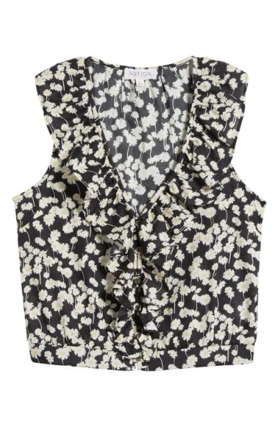Nation Ltd Ella Floral Ruffle Organic Cotton Button-up Tank In Multi