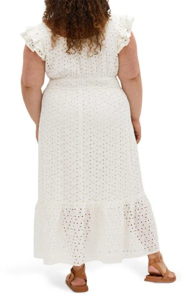 City Chic Sweet Broderie Anglaise Maxi Dress In White