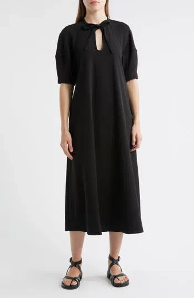 Cos Tie Neck Midi Dress In Black