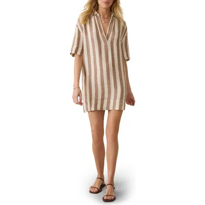Faherty Palma Dara Stripe Mini Shirtdress In Neutral