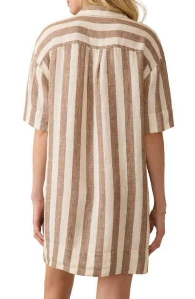 Faherty Palma Dara Stripe Mini Shirtdress In Neutral