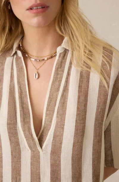 Faherty Palma Dara Stripe Mini Shirtdress In Neutral