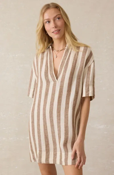 Faherty Palma Dara Stripe Mini Shirtdress In Neutral
