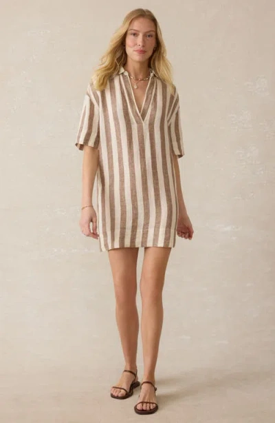 Faherty Palma Dara Stripe Mini Shirtdress In Neutral