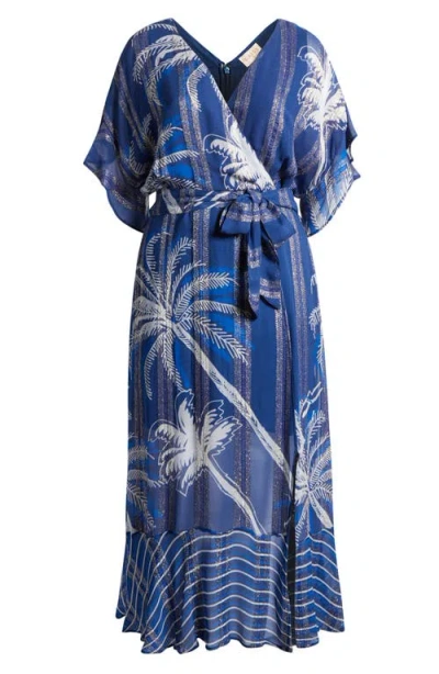 Ciebon Tammy Metallic Palm Maxi Dress In Multi