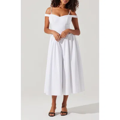 Astr The Label Elvinia Cold Shoulder Midi Dress In White