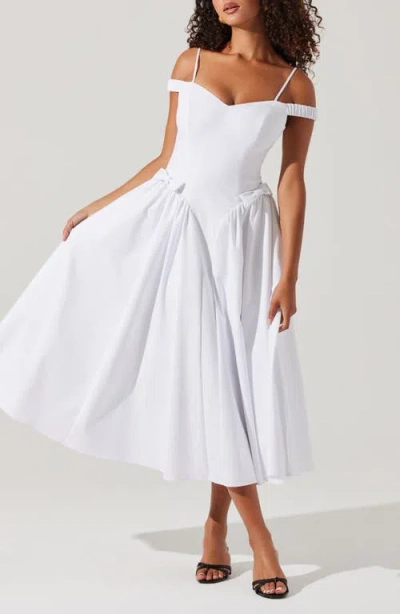 Astr The Label Elvinia Cold Shoulder Midi Dress In White