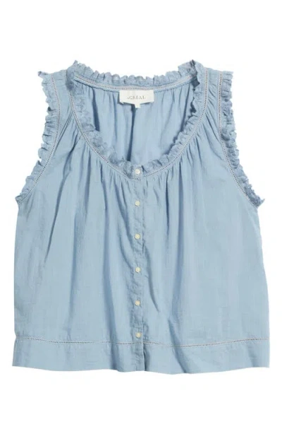 The Great . The Vignette Lace Sleeveless Top In Blue