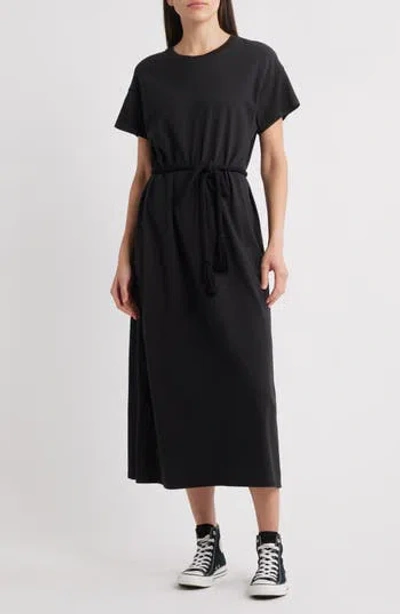 The Great . The Boxy Tee Cotton Dress In Black