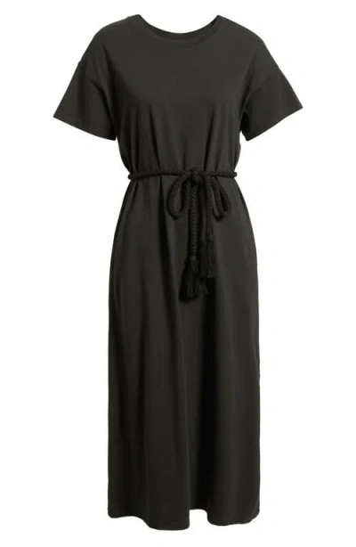 The Great . The Boxy Tee Cotton Dress In Black