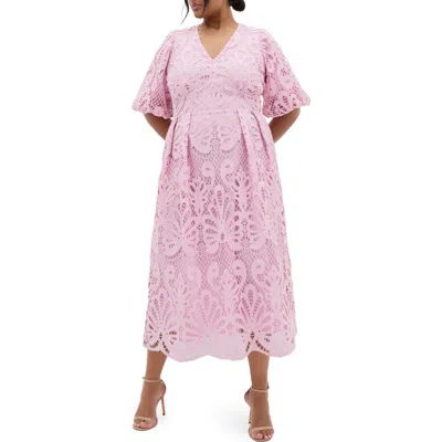 City Chic Kylee Lace Maxi Dress In Pink