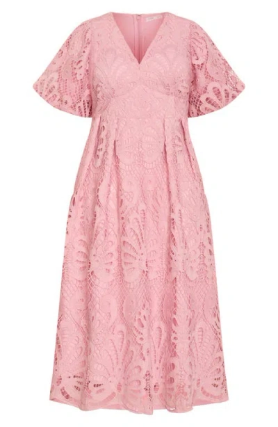 City Chic Kylee Lace Maxi Dress In Pink