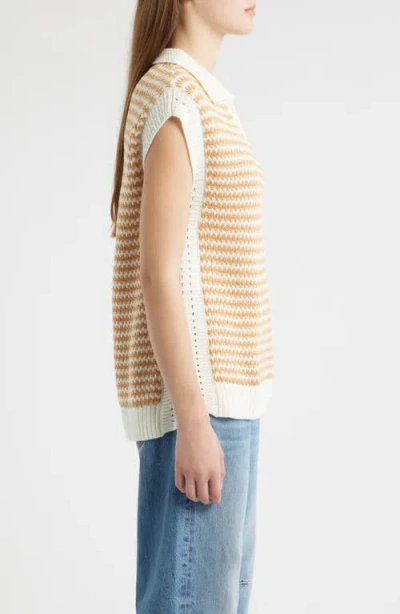 Wit & Wisdom Stripe Sleeveless Johnny Collar Sweater