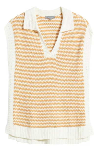 Wit & Wisdom Stripe Sleeveless Johnny Collar Sweater
