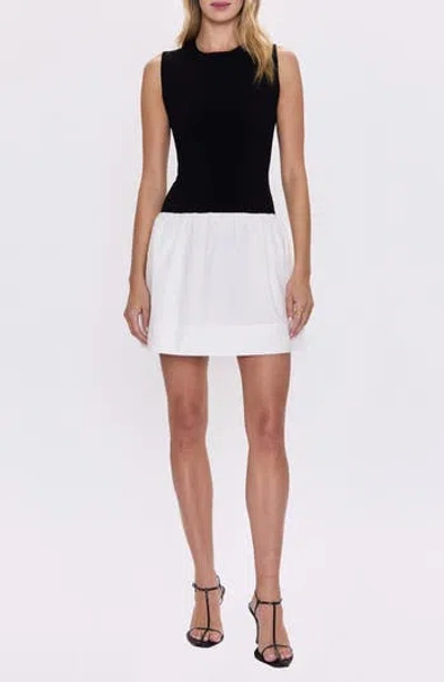 Pistola Adrienne Mixed Media Mini Dress In Noir And Le Blanc In Multi