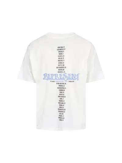 Represent White Crew Neck T-shirt With Graphic Print On Front And Back In Cotton Man In White