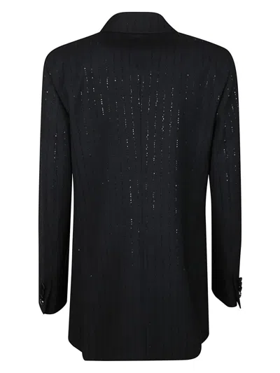 Max Mara Black Double-breasted Sequin Wool Blazer In Black