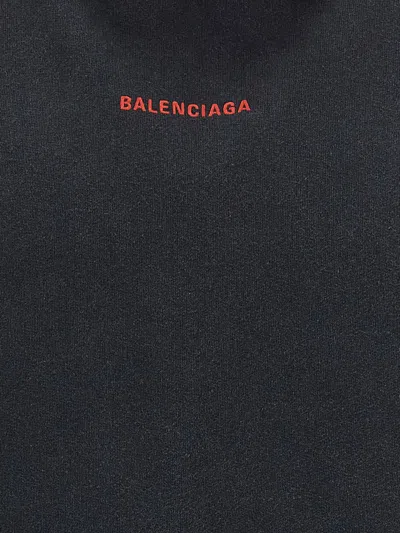Balenciaga Hoodie With Front Pocket And Ribbed Cuffs In Black